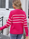 Angel Wings Striped Round Neck Long Sleeve Sweater - Cocoa Yacht Club