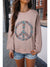 Goat Floral Peace Symbol Drop Shoulder Sweatshirt