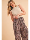 Desert Palm Boho Leopard Print Wide Leg Pants