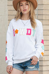 White Glitter Howdy Patch Casual Star Sweatshirt