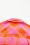 Orange Plaid Chest Pockets Button-up Turn Down Collar Jacket