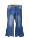 Blue Plus Size Exposed Seam High Waist Flare Jeans