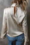 Cutout Ruched Long Sleeve Blouse - Cocoa Yacht Club