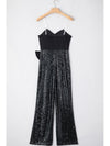 Bow Sequin Wide Leg Jumpsuit