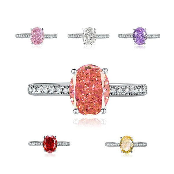 Multicolor Ice Flower Cut Oval CZ Adjustable Ring