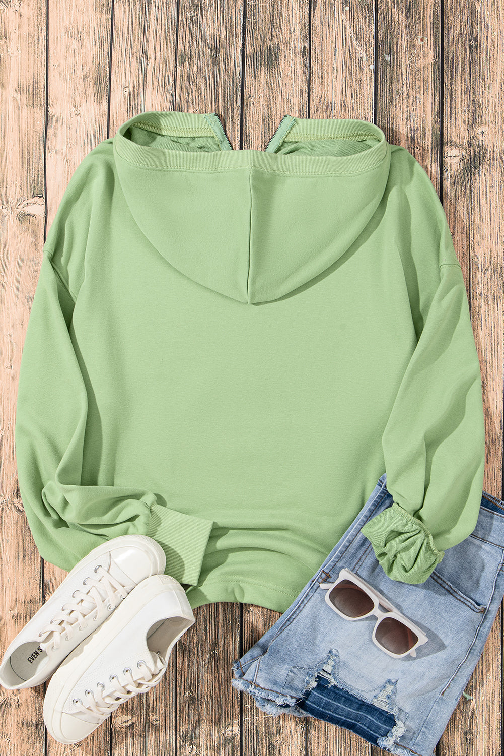 Bonbon Kangaroo Pocket Half Zipper Oversized Hoodie