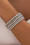 Silvery 5pcs Solid Color Beaded Bracelet Set