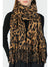 Coffee Leopard Print Fringe Warm Large Scarf