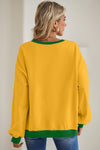 Red Clay Color Block Drop Shoulder Crewneck Oversized Sweatshirt