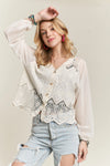 ADORA Button Down Embroidered Blouse