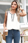 Mist Green Stitching Seam Henley Tank Top