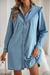 Myosotis Frill V Neck Buttoned Denim Dress