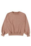 Orchid Petal Exposed Seam Batwing Sleeve Drop Shoulder Sweatshirt