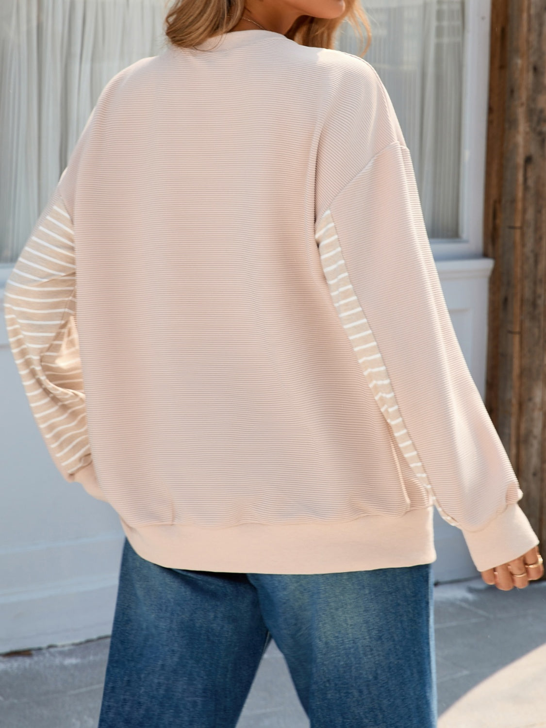 Striped Patchwork Long Sleeve Sweatshirt