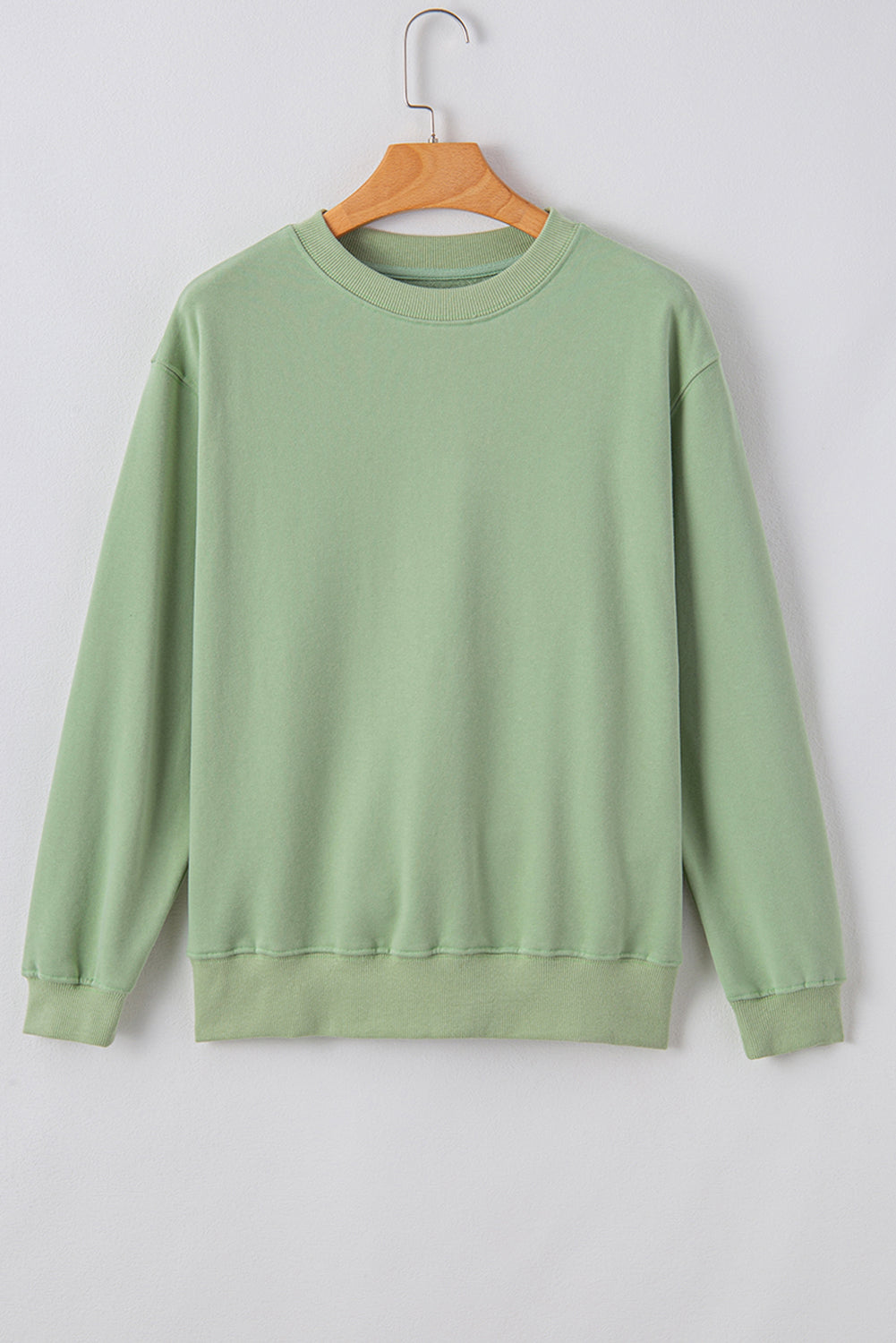 Orange Plain Drop Shoulder Crewneck Pullover Sweatshirt