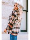 Brown Plaid Button Up Long Sleeve Flannel Shacket