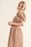 And The Why Full Size Square Neck Puff Sleeve Dress - Cocoa Yacht Club