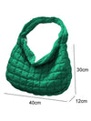 Dark Green Quilted Zipper Large Shoulder Bag