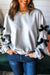 Light Grey Bowknot Long Sleeve Round Neck Sweatshirt