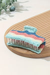 Iceland Blue Crochet Seaside Striped Pattern Hair Claw Clip