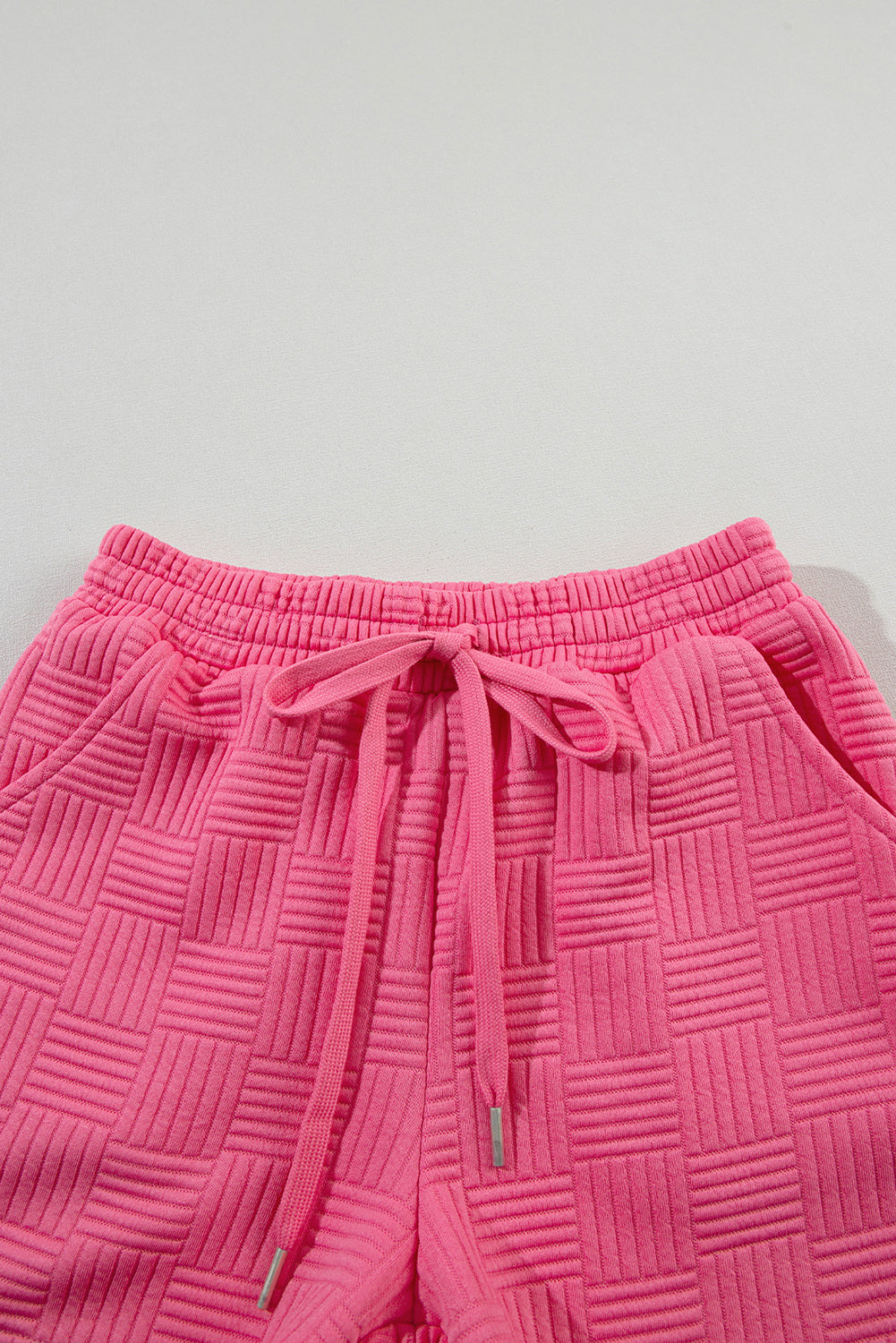 Bonbon Textured Ruffle Sleeve Tee and Drawstring Shorts Set