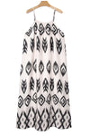 Black Plus Size Geometric Print Spaghetti Strap Vacation Sundress