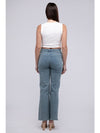 Acid Washed Frayed Cutoff Hem Straight Wide Pants