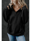 Black Zip-up Stand Neck Kangaroo Pocket Sweatshirt