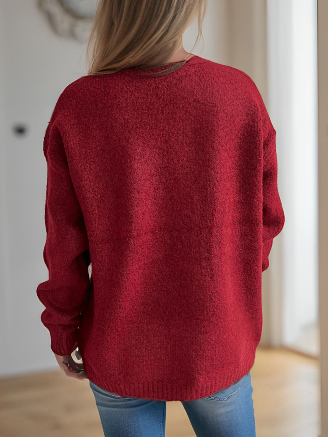 Cherry Round Neck Long Sleeve Sweater