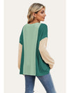 Double Take Texture Contrast Round Neck Long Sleeve T-Shirt