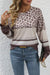 Brown Leopard Striped Color Block Long Sleeve Top