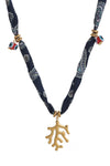 Bluing Boho Print Coral Pendent Scarf Necklace
