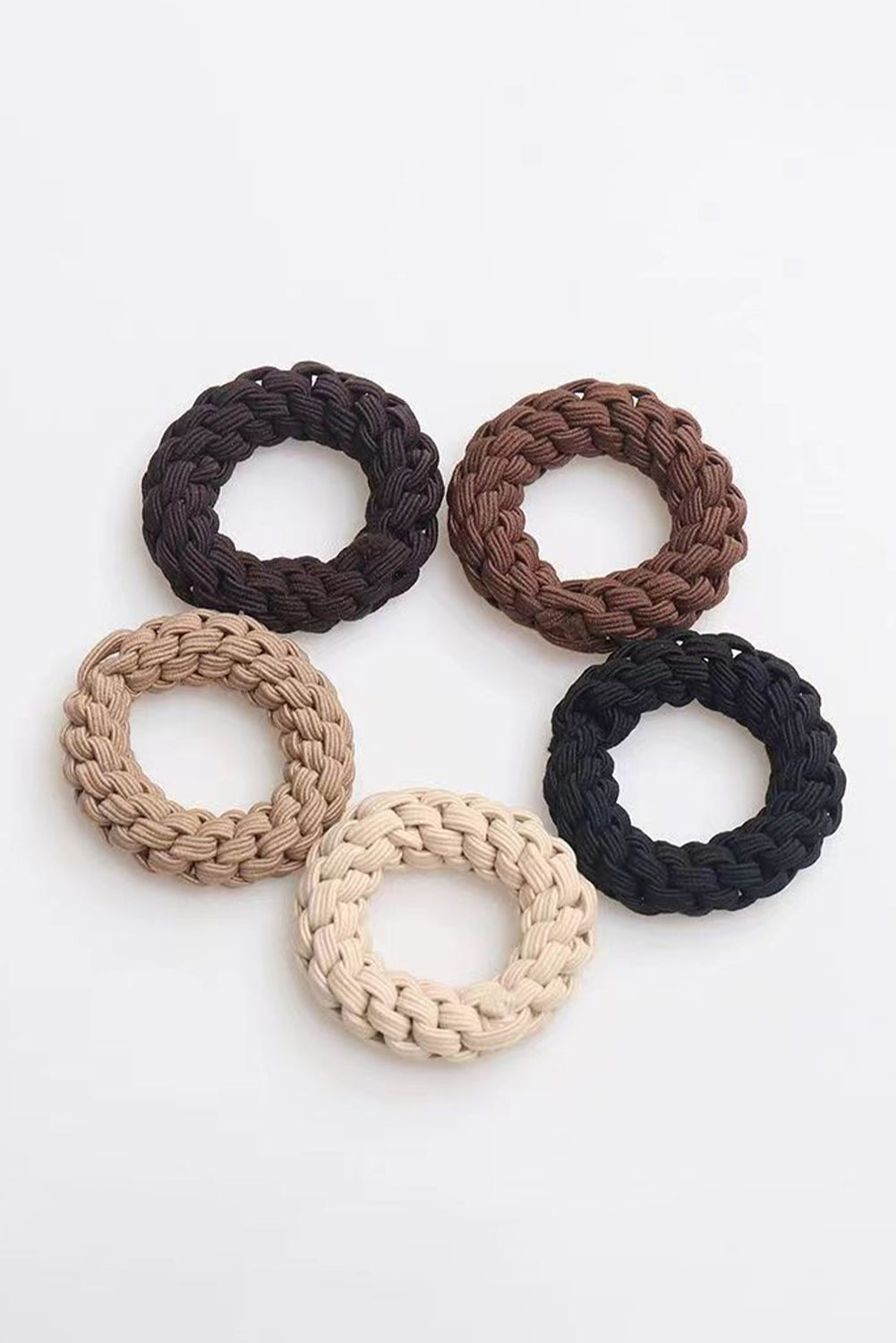 Camel 5-piece Thick Braided Ponytail Hair Tie Set