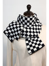 Black Checkered Knitted Soft Warm Large Scarf