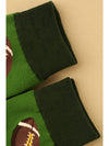 Blackish Green Rugby Football Print Mid-length Socks