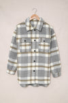 Brown Plaid Print Casual Pocket Shacket