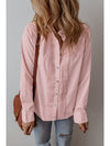 Light Pink Pleated Button-up Plain Shirt