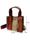 Coffee Color Block Canvas Large Tote Bag