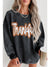 Black Thankful Drop Shoulder Corded Graphic Thanksgiving Sweatshirt