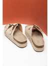 Beige Suede Buckle Decor Corky Platform Slides Shoes