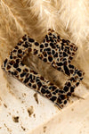 White Leopard Print Cutout Square Hair Claw