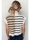 Black Stripe Quarter Zip Collar Knit Vest