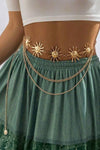 Gold Sun Multi Layered Chain Waist Belt