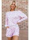 Pink Leopard Print Pullover and Shorts Pajama Set