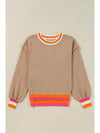 Contrast Round Neck Long Sleeve Sweater