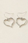 Silvery Heart Shape Hook Drop Earrings