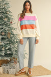 White Colorblock Patchwork Drop Sleeve Sweatshirt