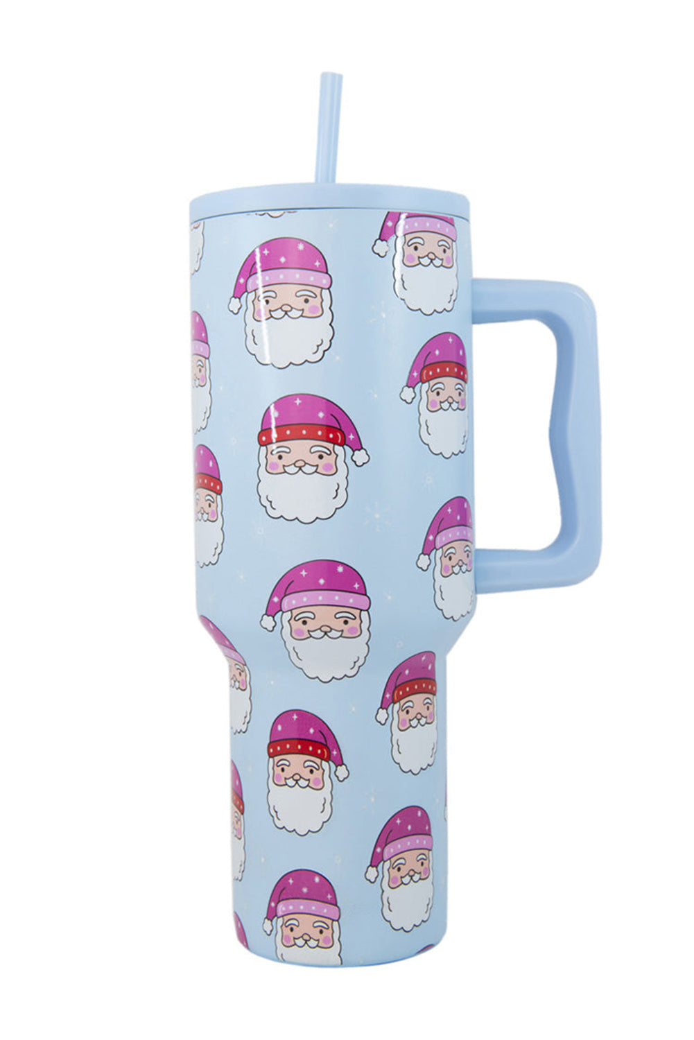 Light Blue Christmas Santa Claus Handle Tumbler Cup