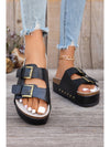 Chestnut Dual Buckle Studded Vintage Platform Slides Shoes