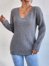 Crisscross V-Neck Long Sleeve Sweater - Cocoa Yacht Club